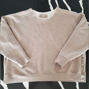 Girlfriend Collective-Heathered Beige Crewneck, Super Soft XXXL